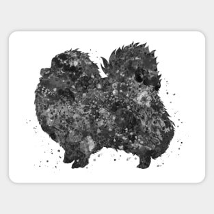 pomeranian dog black and white art Magnet